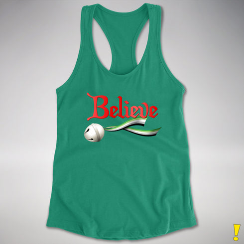 Believe Aromantic Pride Jingle Bell Racerback Tank - Kelly Green